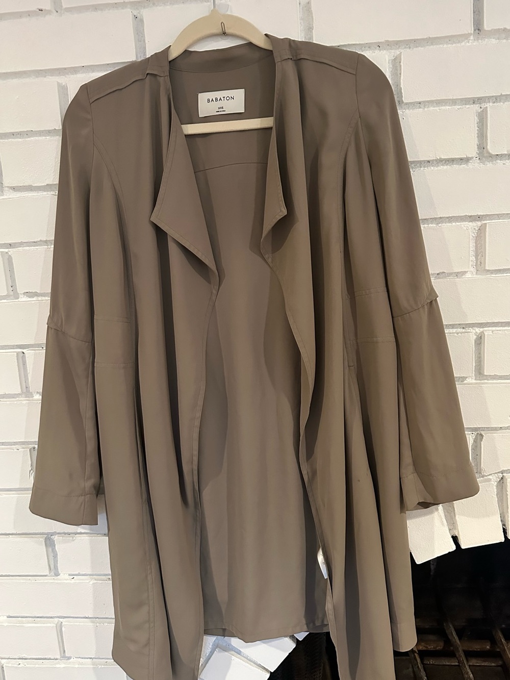 Babaton Taupe Draped Open-Front Jacket